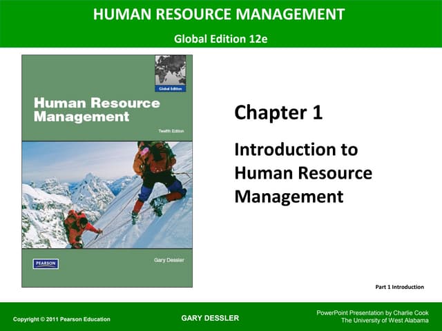 Introduction to Human Resource Management - HRM Dessler 12e Chapter 01