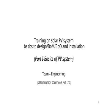 DES Solar training 1 design to basics of solar