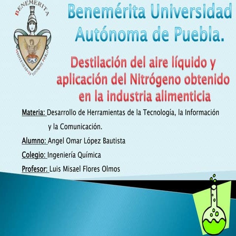 Destilación del aire líquido y aplicación del Nitrógeno obtenido en la indust...
