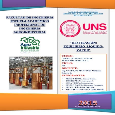 Destilación equilibrio líquido vapor