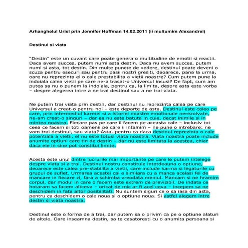 Destinul si viata.iubiti locul unde sunteti | DOC