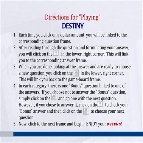 "Destiny"--Card Catalog Searching Game