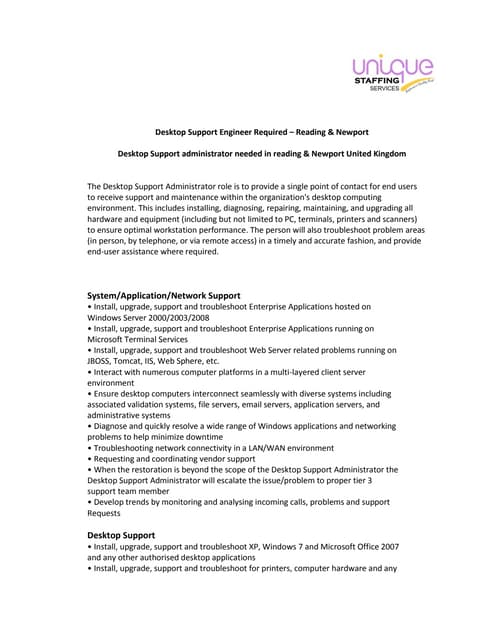 desktop support engineer | PPT