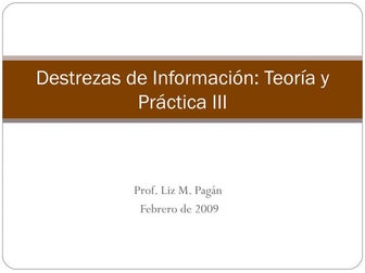 Destrezas de Información Teoría y Práctica Parte III