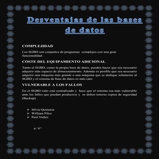 Desventajas de las bases de datos