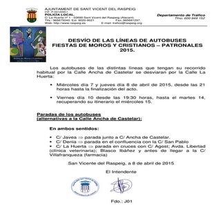 Desvío autobuses FiestasSVR Moros y...