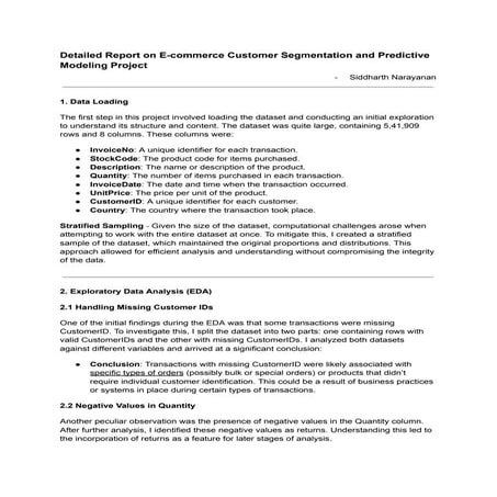 E-commerce Customer Segmentation and Predictive Modeling: Enhancing Marketing...