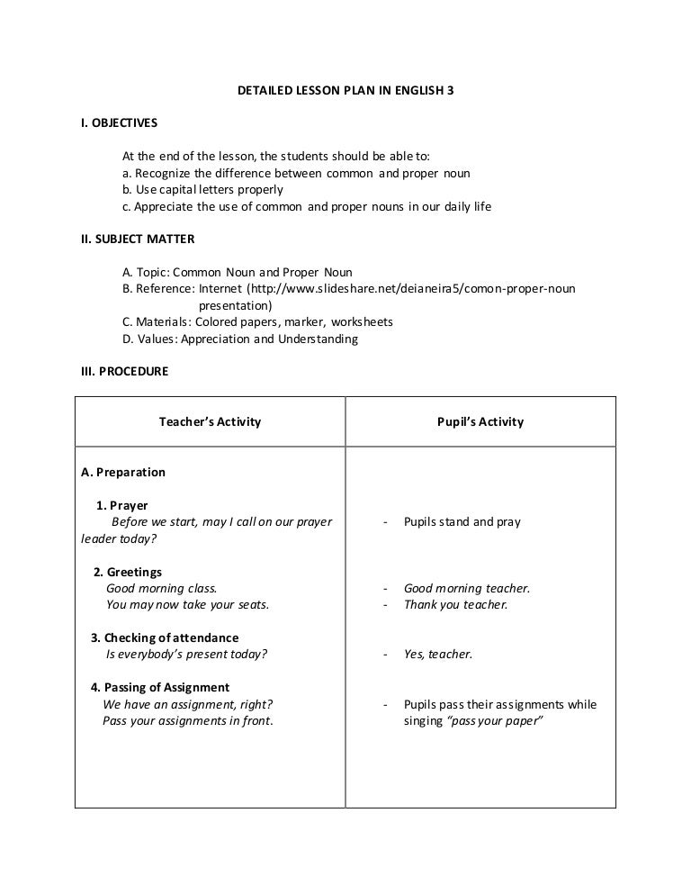 Sample Detailed Lesson Plan In English For Elementary 40 Lesson Sample Detailed Lesson Plan In English For Elementary 40 Lesson
