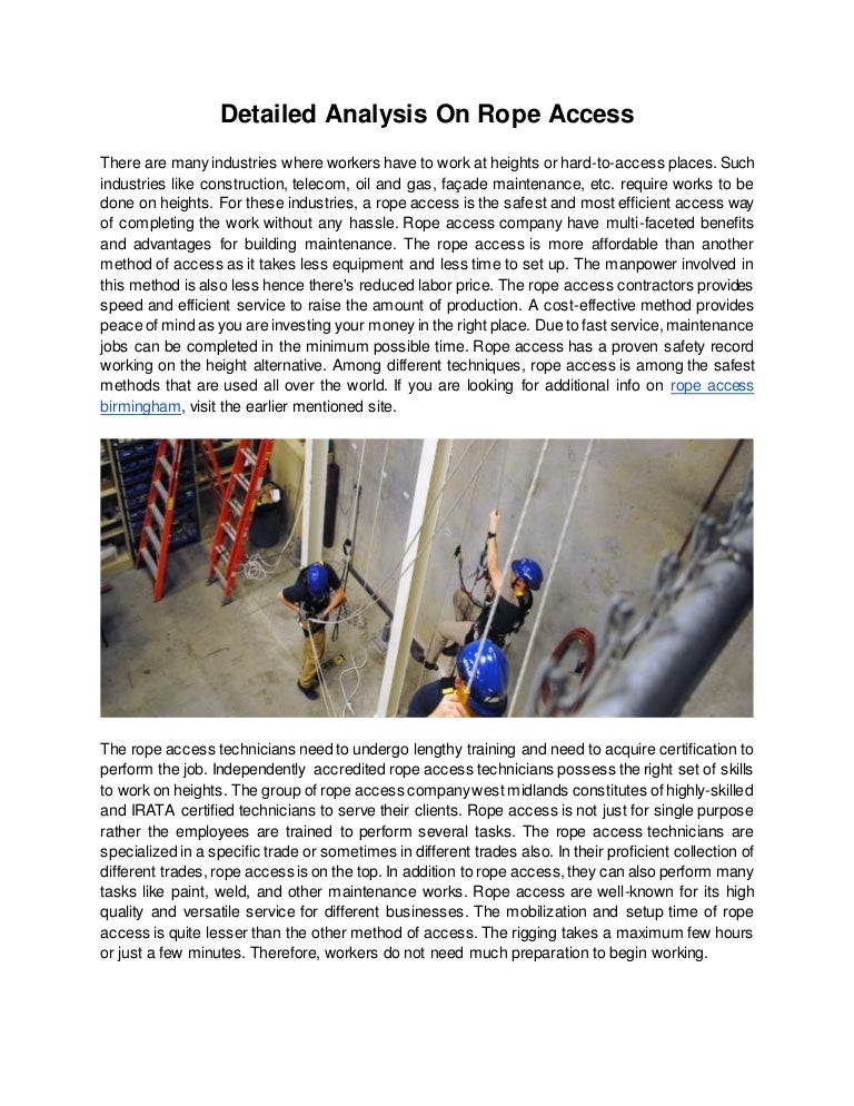 Detailed analysis on rope access