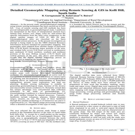 Detailed Geomorphic Mapping of Kolli Hill Using Remote Sensing and GIS ...