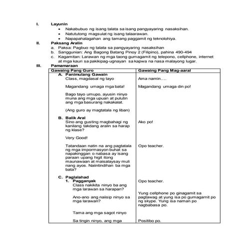 Lesson Plan Tagalog Reynaldo Rey