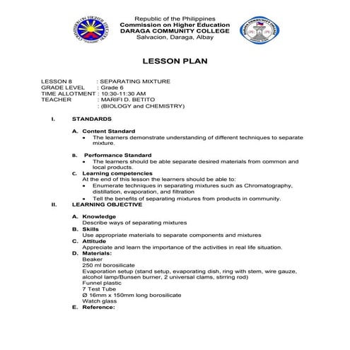 Detailed lesson plan