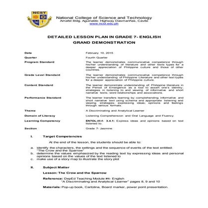 Detailed lesson plan (grand demo) without pic