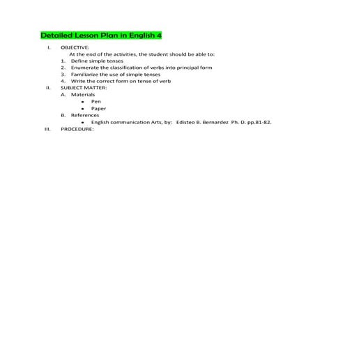 Detailed lesson plan in english 4 | DOCX
