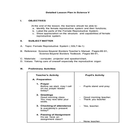 Detailed lesson plan in science v
