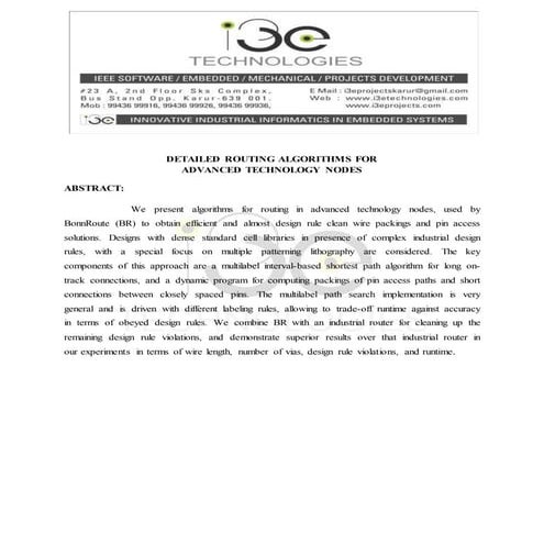 Detailed routing algorithms for advanced technology nodes