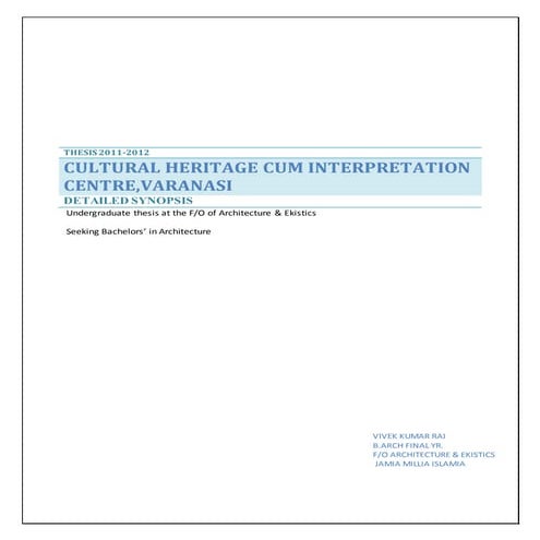 Detailed synopsis cultural centre