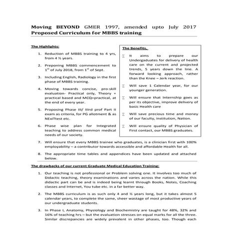 Detailed version  moving beyond gmer 1997, proposed curriculum for mbbs train...
