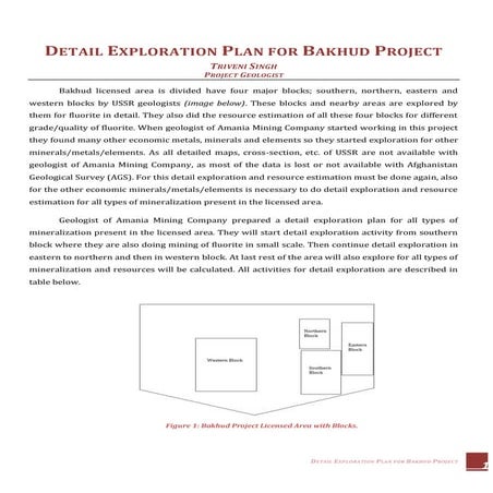 Detail exploration plan for bakhud project