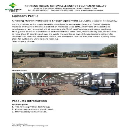 Detail information of 5 t pyrolysis plant