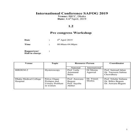 12th SAFOG Conference - Detailed Programme 4th-6th April, 2019 in ...