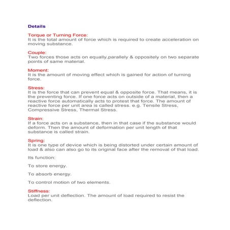 Basic Mechanical Terms