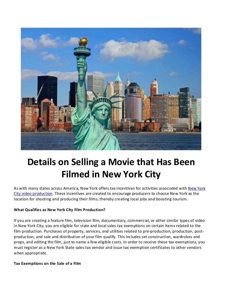Details on Selling a Movie that Has Been Filmed in New York City