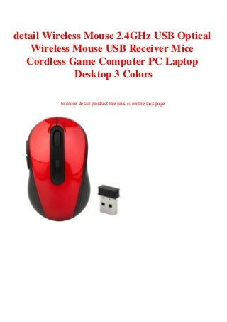detail Wireless Mouse 2.4GHz USB Optical Wireless Mouse USB Receiver Mice Cordless Game Computer PC Laptop Desktop 3 Colors