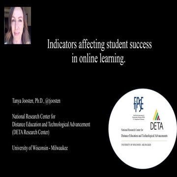 Indicators affecting student success in online learning.  