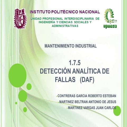 Detección analítica de fallas   (daf)