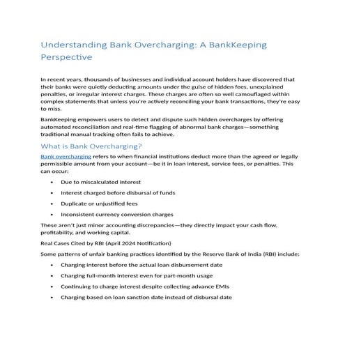 Detect And Reclaim Bank Overcharge India