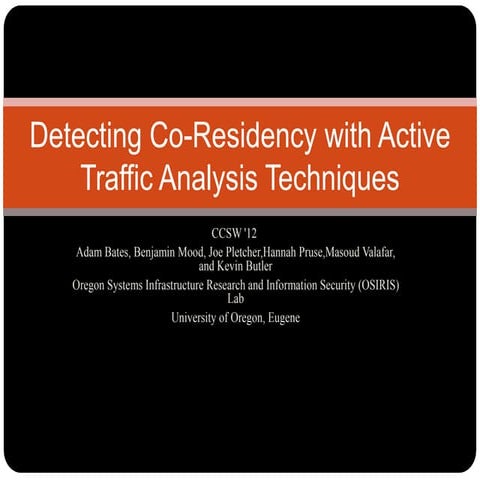 Detecting co residency with active traffic analysis techniques