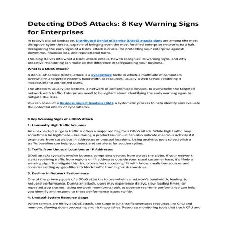 Detecting DDoS Attacks: 8 Key Warning Signs for Enterprises