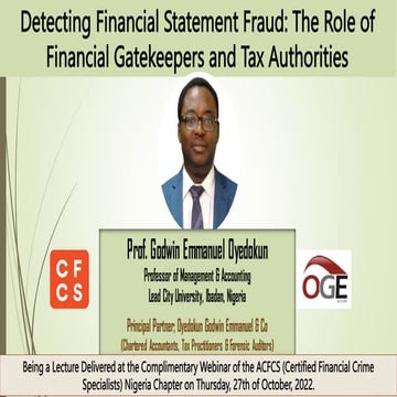 Detecting Financial Statement Fraud The Role of Financial Gatekeepers and Tax...