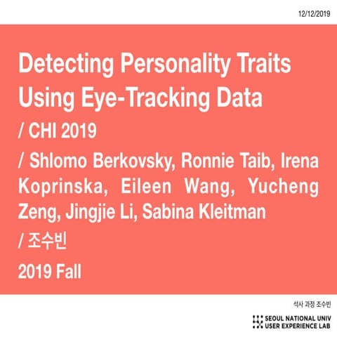 Detecting personality traits using eye tracking data