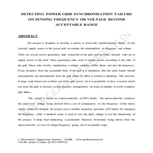 Detecting power grid synchronisation failure