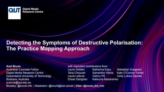 Detecting the Symptoms of Destructive Polarisation: The Practice Mapping Approach