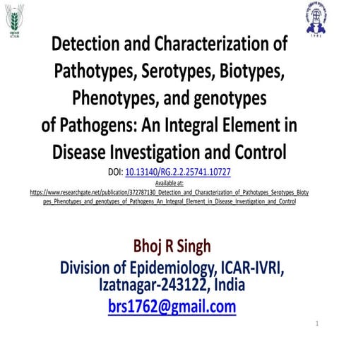 Detection and Characterization of Pathotypes, Serotypes, Biotypes, Phenotypes...