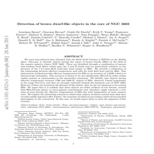 Detection of brown dwarf like objects in the core of ngc3603