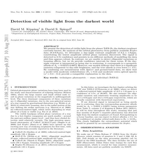 Detection of visible light from the darkest world