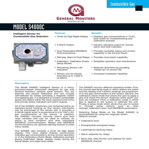 Detector inteligente de_gas_combustible_de_tipo_catalítico_-_modelo_s4000_c