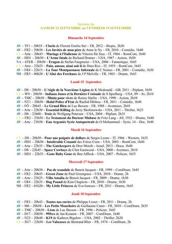 Dé'télé - Semaine du 13 au 19 septembre