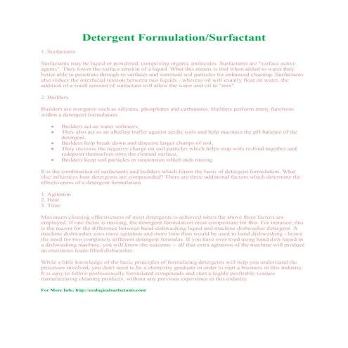 Detergent formulation | DOCX