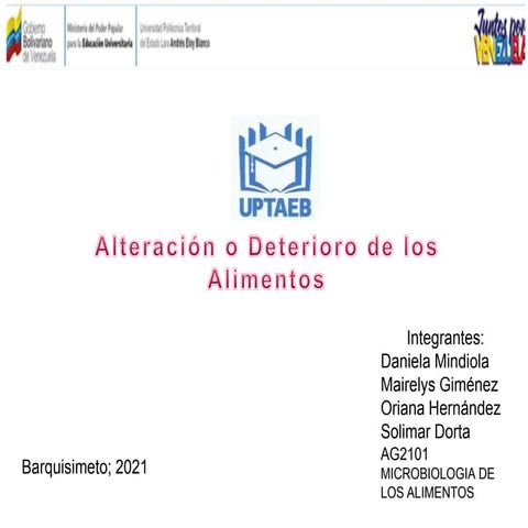 Principales Causas De Deterioro De Los Alimentos | PPT