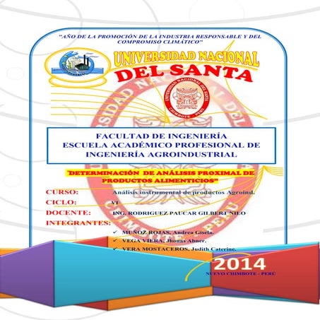 Determinación  de analisis proximal de productos alimenticios