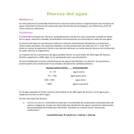 Determinación de la dureza del agua beatriz afán de rivera