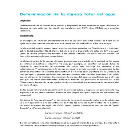 Determinación de la dureza del agua cristina ibáñez