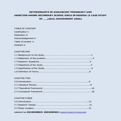 Determinants of adolescent pregnancy and abortion among secondary ...
