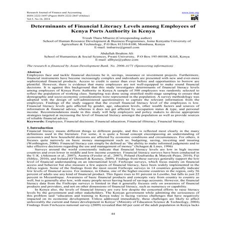 ASSESSING FINANCIAL LITERACY AMONG UNIVERSITY STUDENTS (A STUDY AT ...