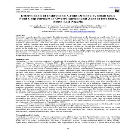 Determinants of institutional credit demand by small scale